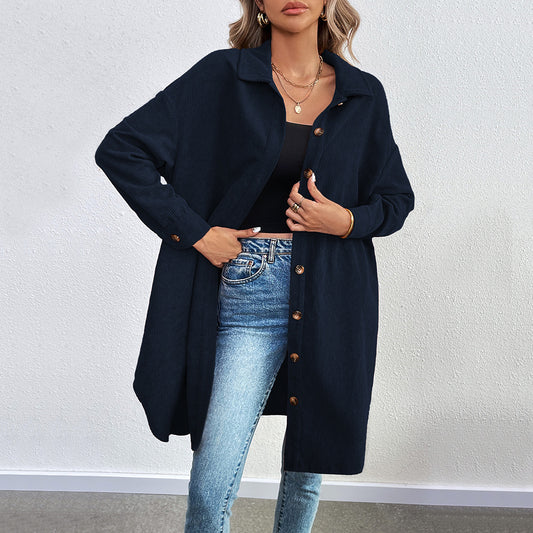 Casual Button Down Knee Length Jacket