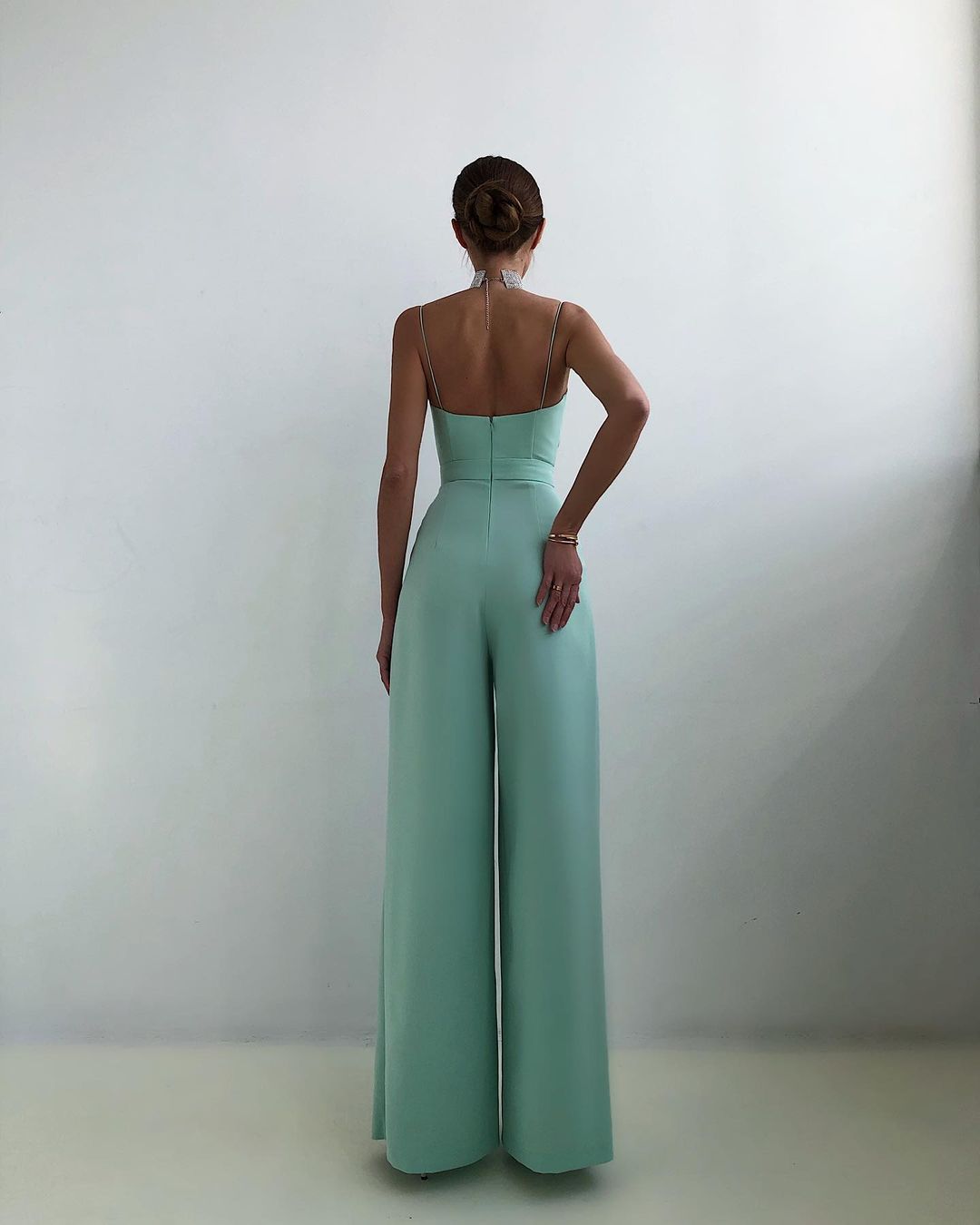 Women's Strappy Jumpsuit- Sweetheart Neckline - Wide-Leg Pants