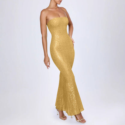 Women’s Evening Gown – Strapless Sequin – Slim Fit – Mermaid Silhouette – Full Length