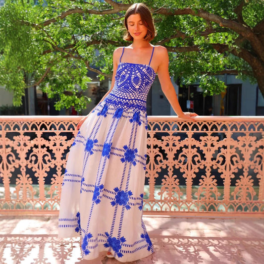 Crochet Lace Flowy A-Line Long Dress