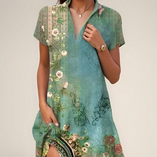 Bohemian Print Loose Fit Maxi Dress