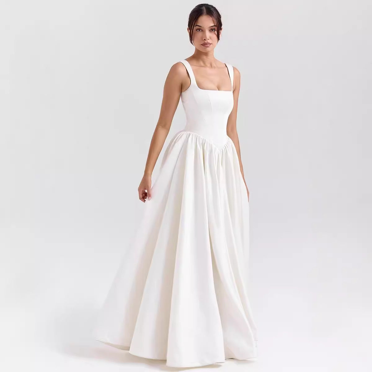 Fitted Cotton Flared Maxi Dress