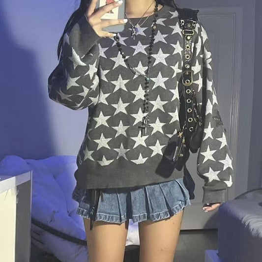 Star Print Relaxed Fit Cotton Sweatshirt 