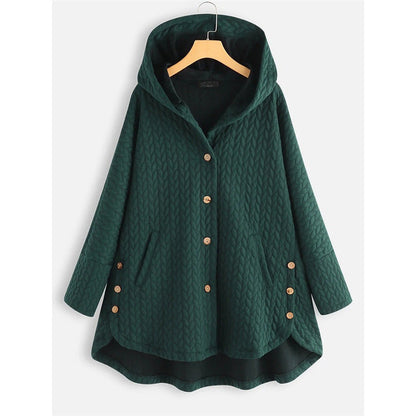 Women’s Coat - Quilted Knit - Hooded - Mid-Thigh Length
