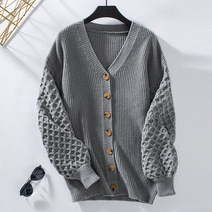 Women's knitted v neck cardigan