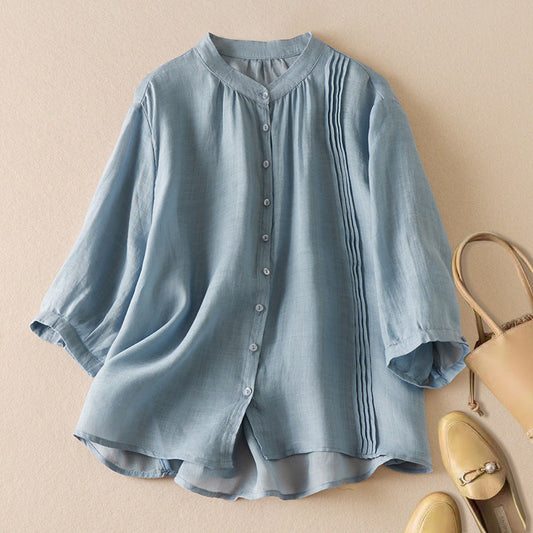 Relaxed Fit Natural Fiber Half-Sleeve Shirt