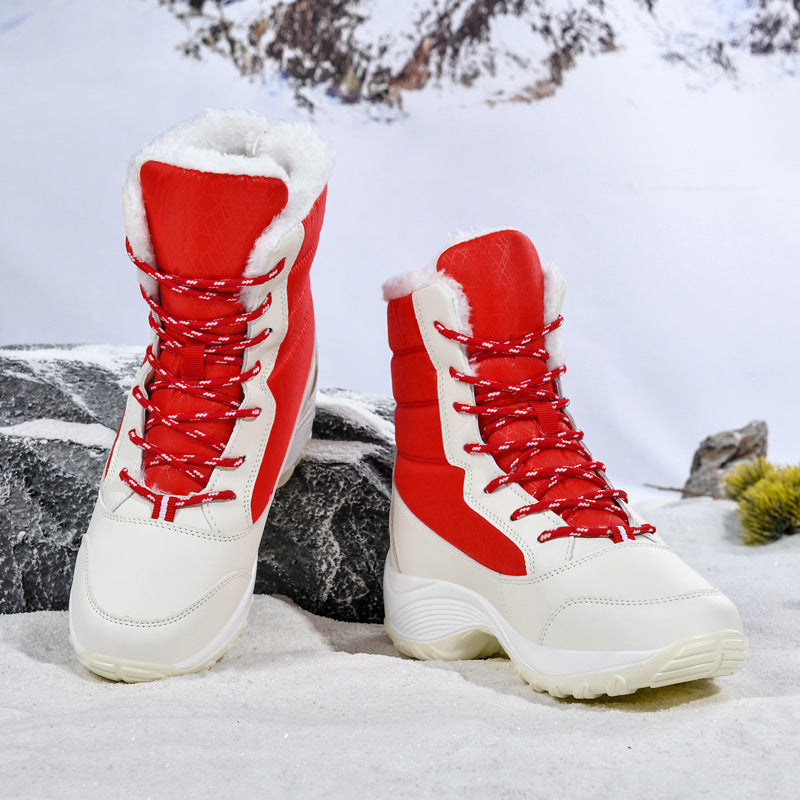 Plush Faux Fur Lined High-Top Lace-Up Boots