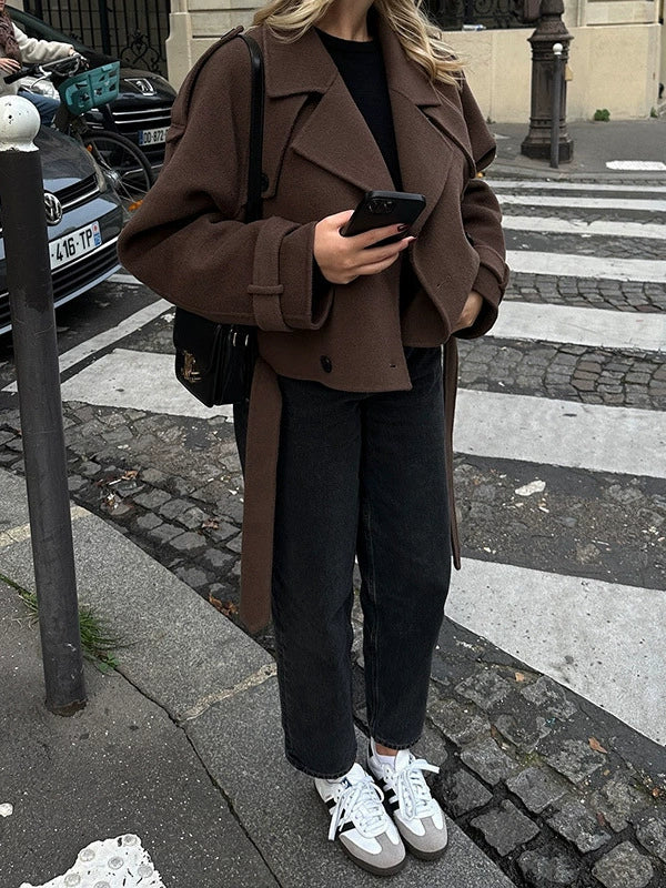 Oversized Wool Double-Breasted Suit Coat 