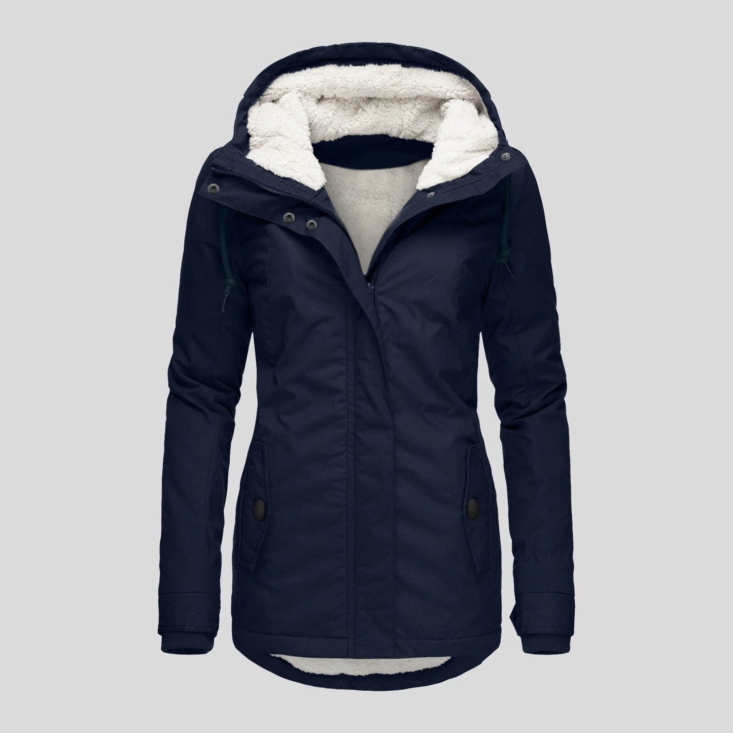 Women’s Parka Coat – Semi-Fitted – Insulated Plush Lining – Hooded – Mid-Thigh Length