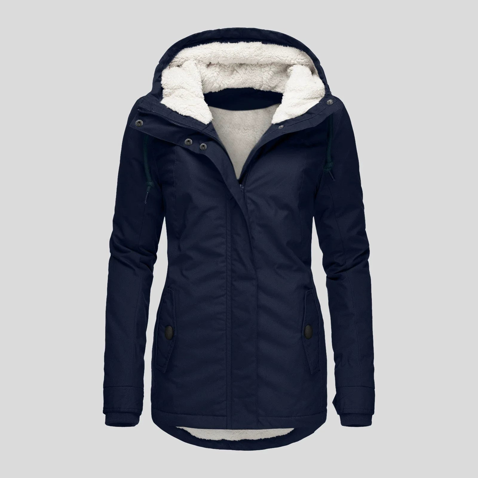 Insulated Plush Lining Semi-Fitted Parka Coat 