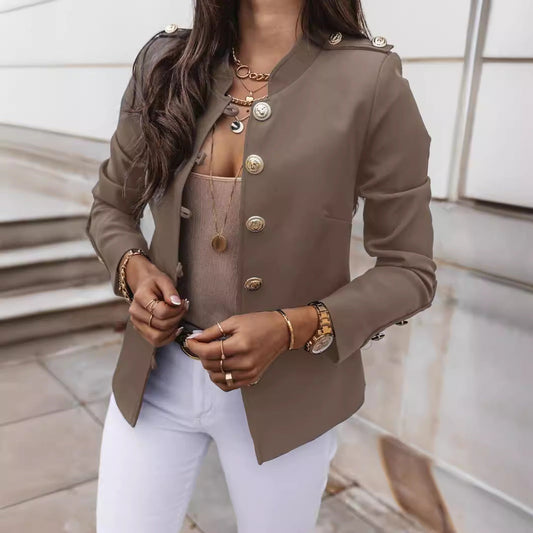 Slim Fit Gold Button Blazer 