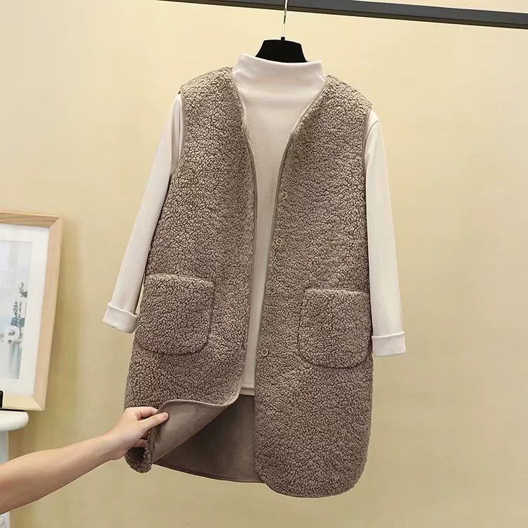 Plush Fleece Relaxed Fit Longline Vest 