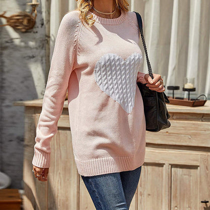 Women’s Sweatshirt - Chunky Knit - Relaxed Fit - Crew Neck - Long Sleeve