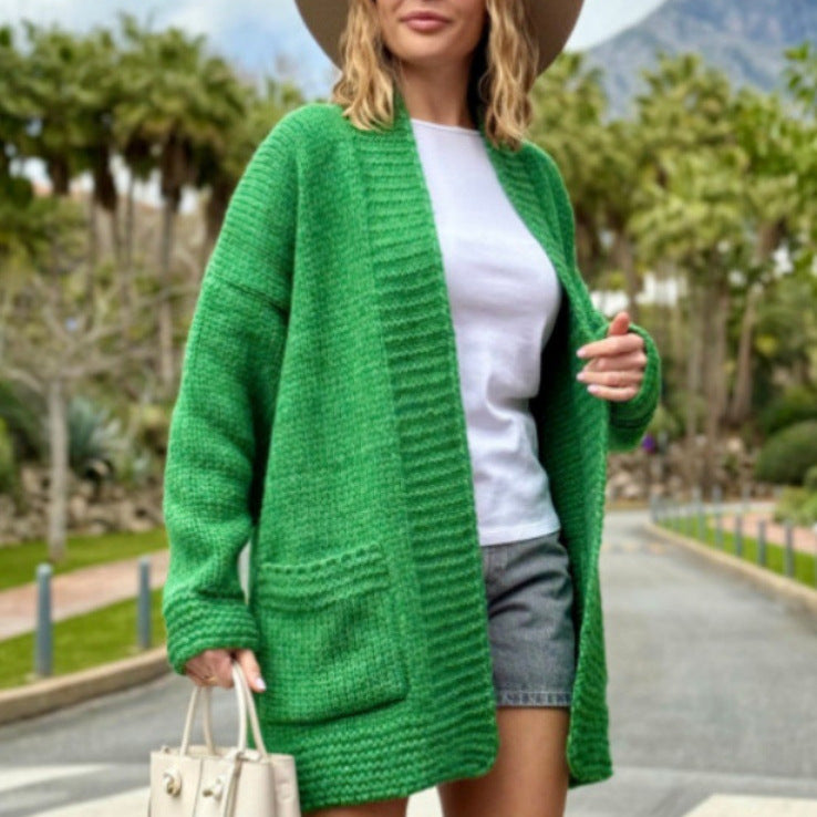 Chunky Knit Oversized Wool Blend Cardigan 