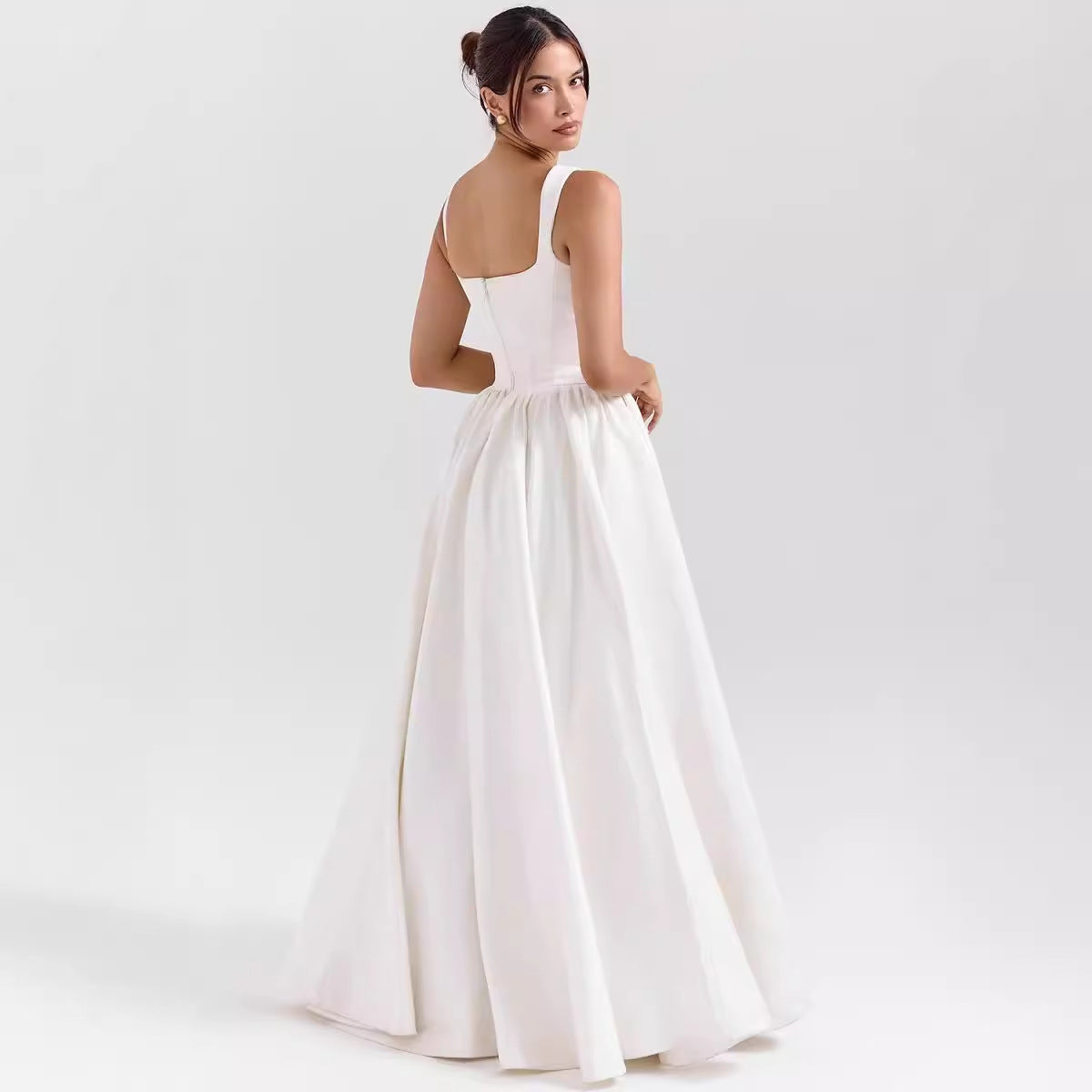 Fitted Cotton Flared Maxi Dress