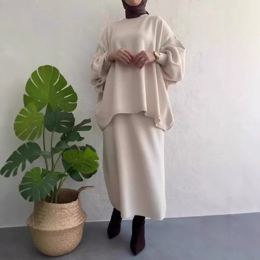 Oversized Knit Midi Sweater and Skirt Set 
