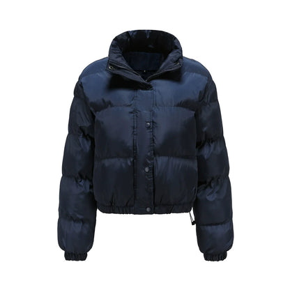 Women’s Puffer Jacket – Oversized Fit – Quilted Padding – High Collar – Cropped Hem