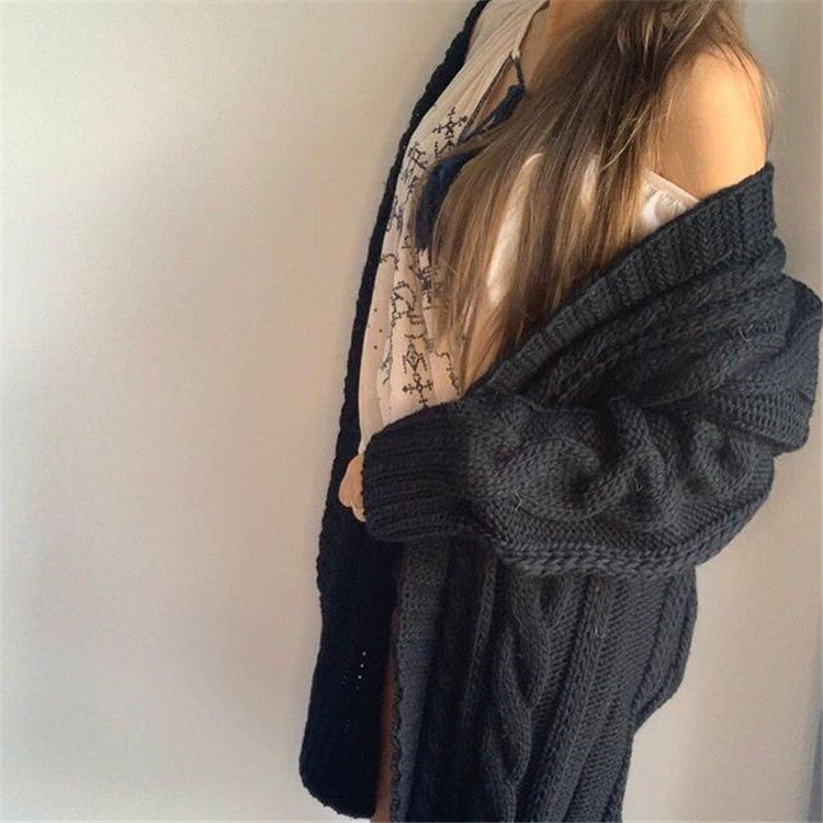 Oversized Cable Knit Wool Blend Sweater 