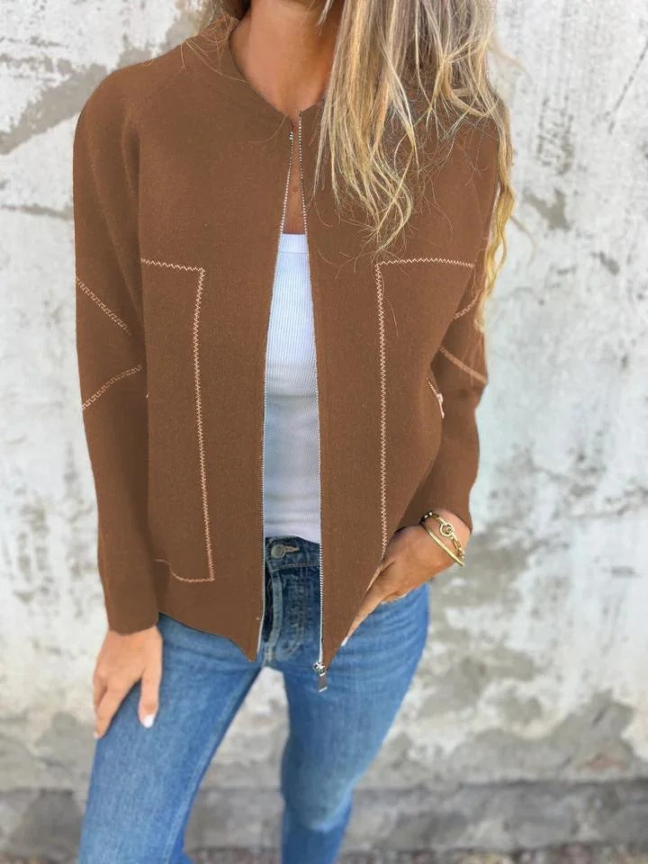 Wool Blend Relaxed Fit Zipper Jacket 