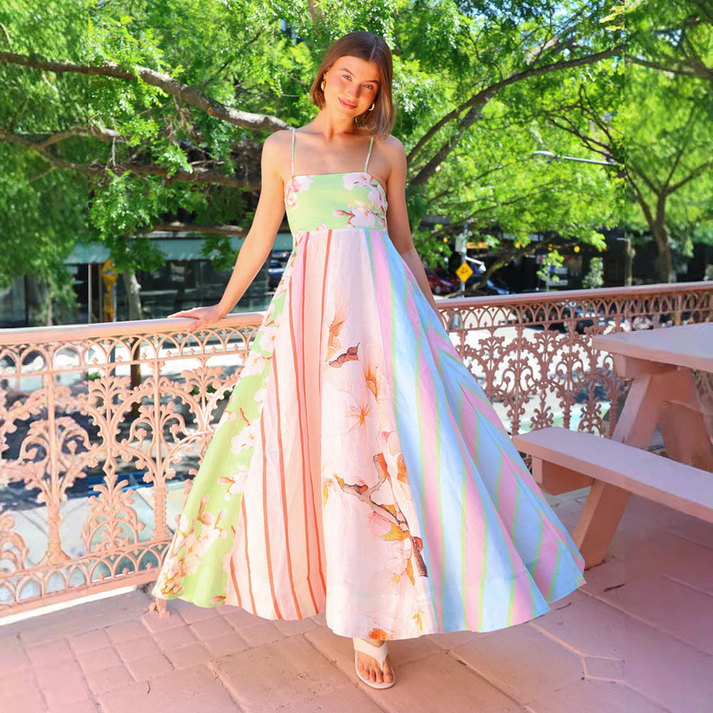 Lightweight Flowy Graffiti Print Maxi Dress