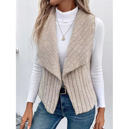 Women’s Vest - Knit - Sleeveless - Shawl Collar - Relaxed Fit - Open Front