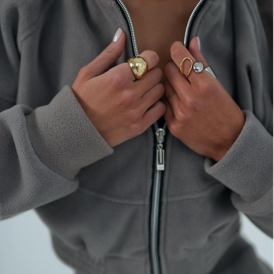 Fleece Crop Zip-Up Cutout Waist Jacket