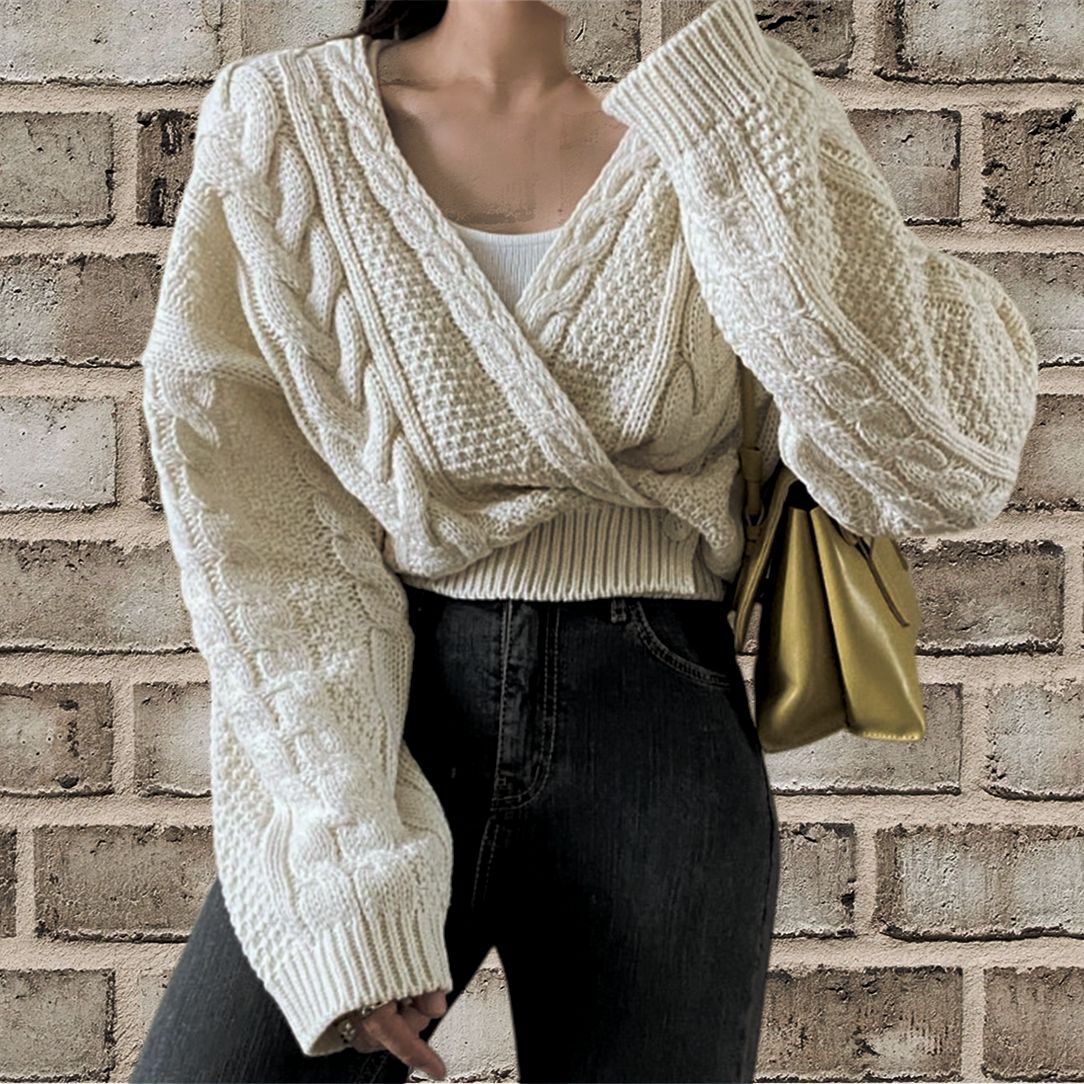 Cable Knit Relaxed Fit Wool Blend Cardigan 