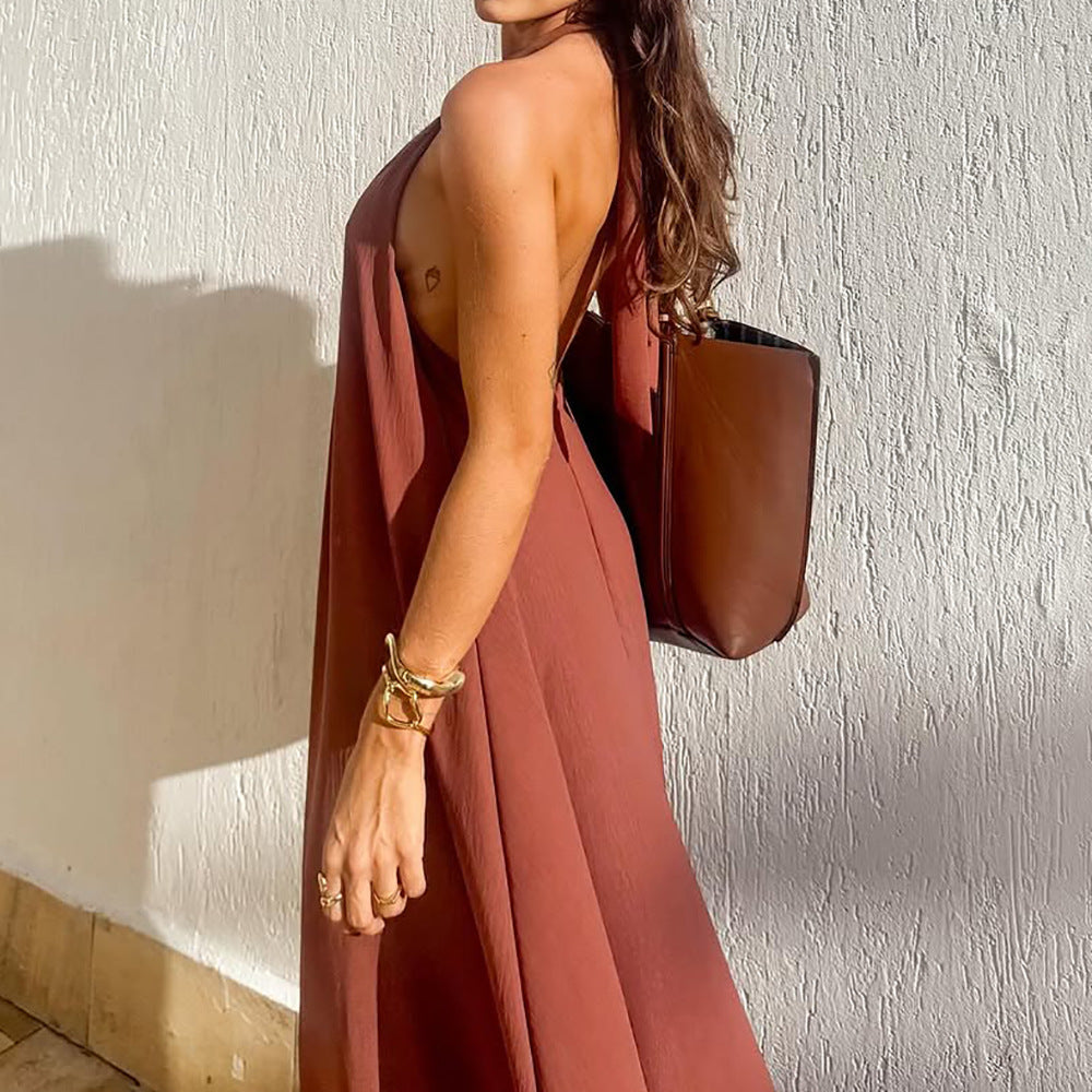 Flowing Lightweight Halter Neck Maxi Dress