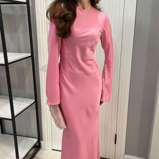 Long Sleeve Crewneck Pencil Dress