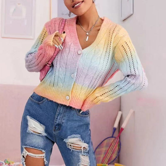Cable Knit Relaxed Fit Cropped Cardigan 