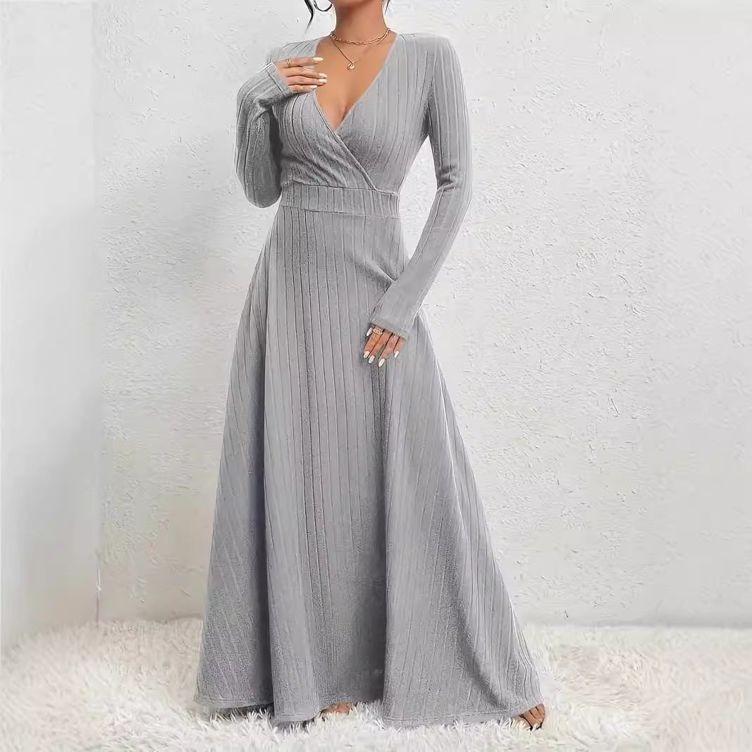Soft Knit V-Neck Fit and Flare Dress