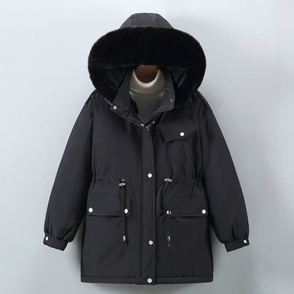 Women’s Parka Jacket – Relaxed Fit – Faux Fur Hood – Weather-Resistant – Mid-Length