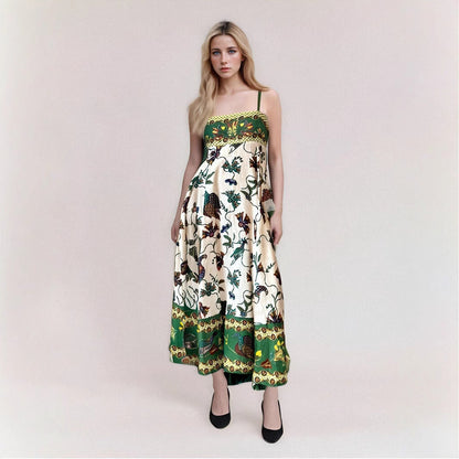 Women’s Maxi Dress – Strapless Abstract Print – Flowy Fit – Lightweight Fabric