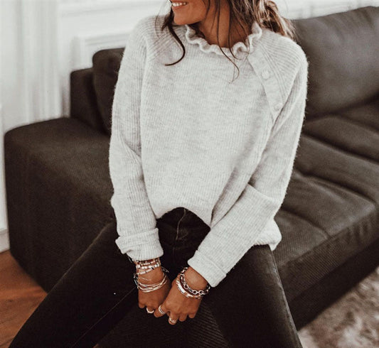 Wool Blend Relaxed Fit Knitted Sweater 