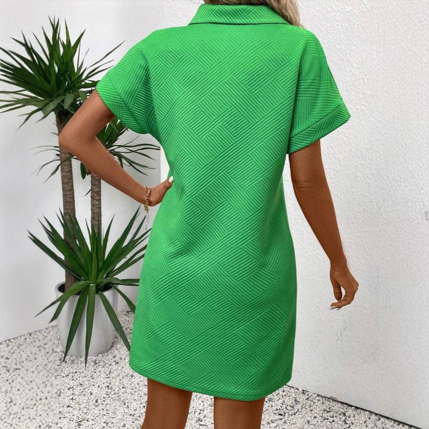 Textured Relaxed Fit Polo Dress