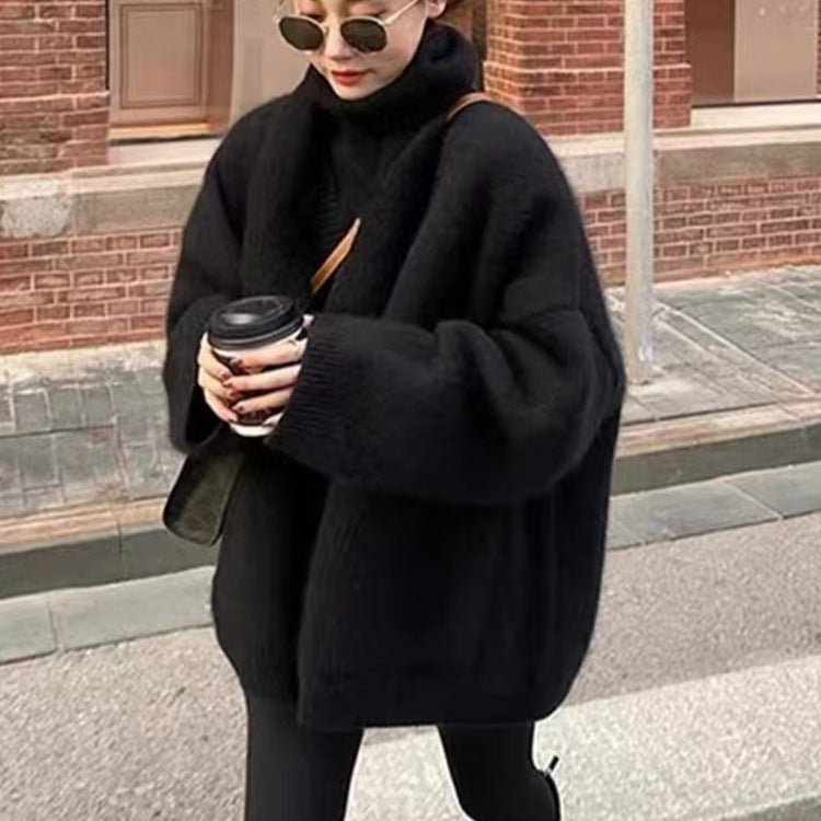 Mohair Blend Oversized V-Neck Cardigan 