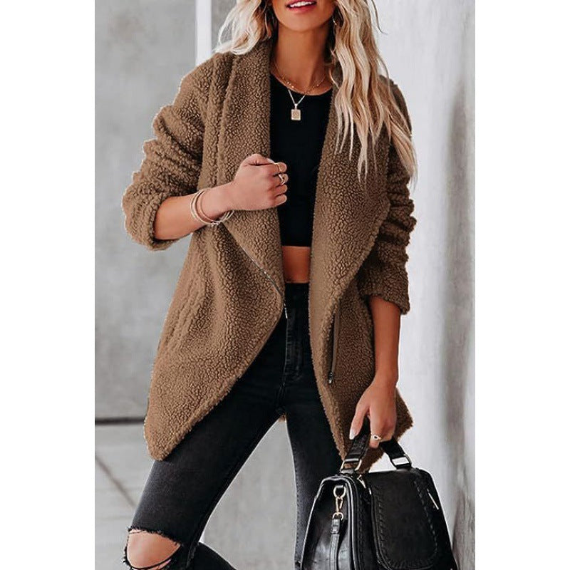 Oversized Textured Grain Fleece Jacket 