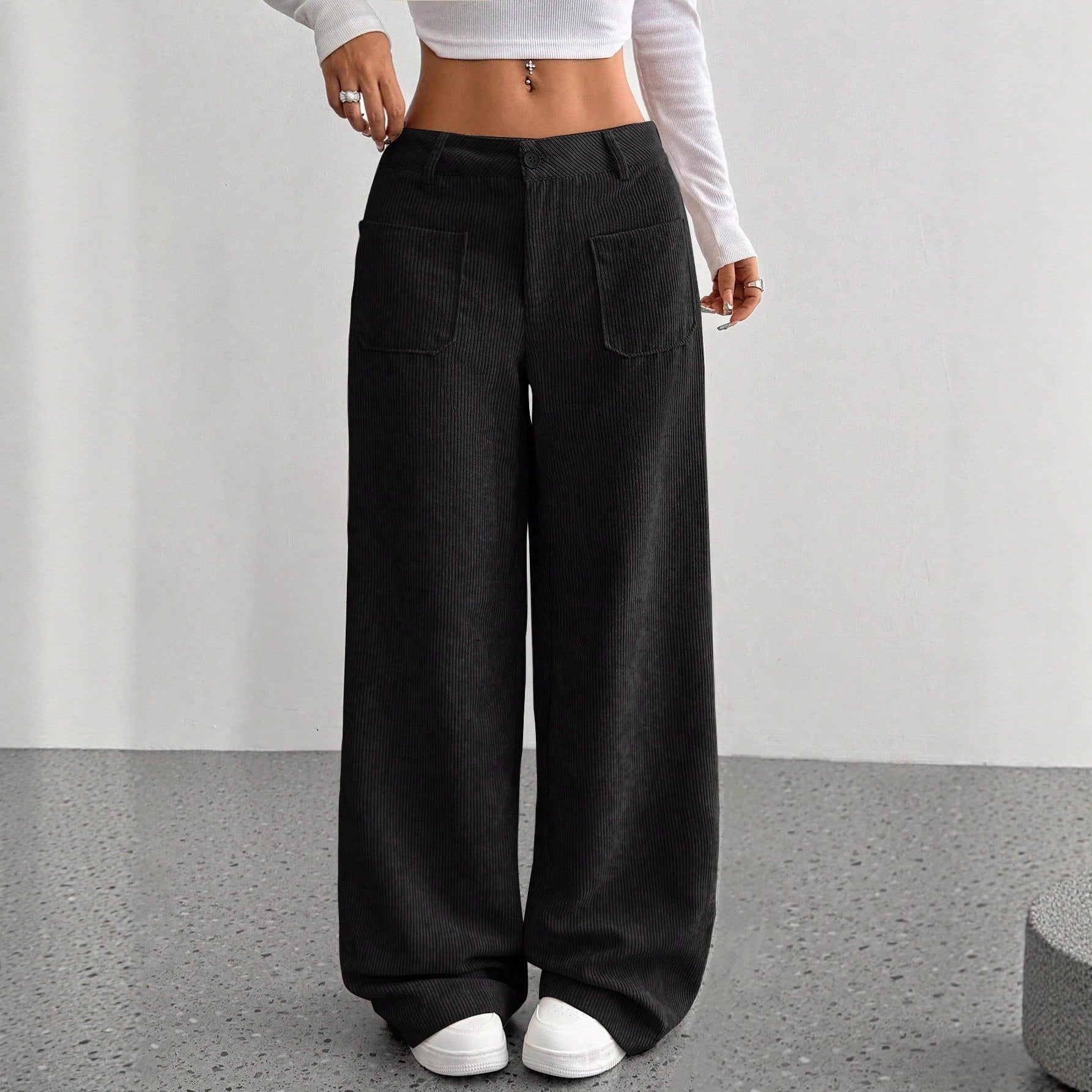 Corduroy High Waist Wide Leg Pants