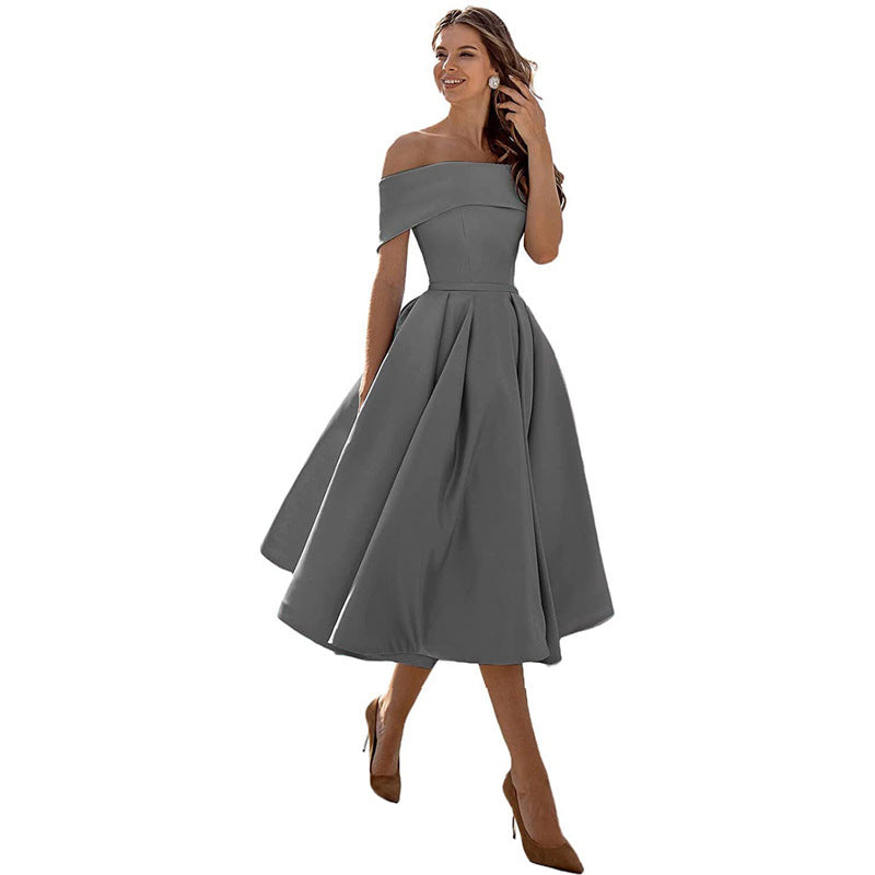 Women's off-shoulder elegant a-line dress