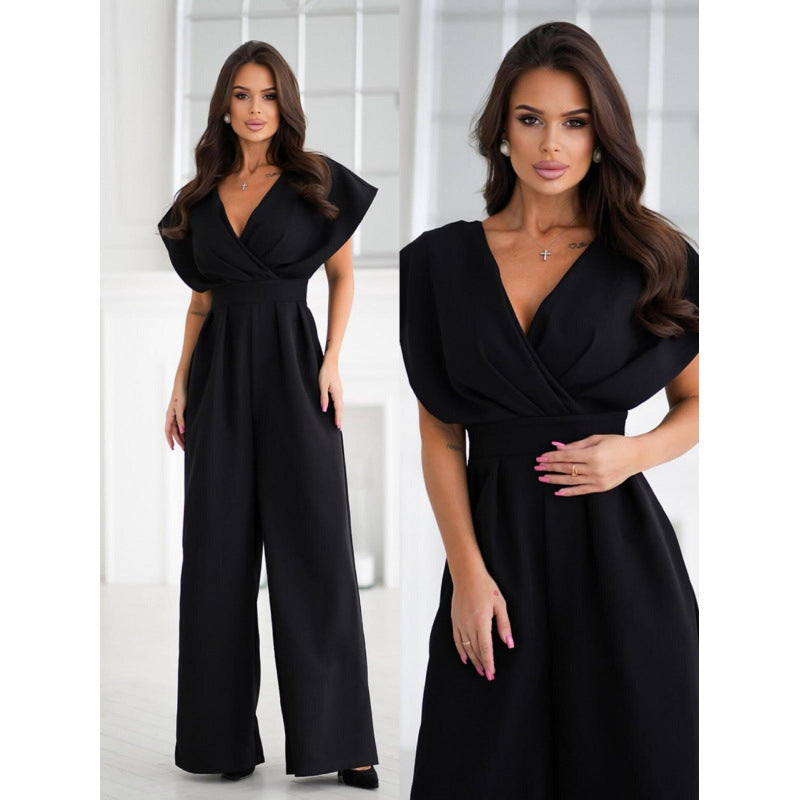 Elegant Flutter Sleeve Wide Leg Jumpsuit