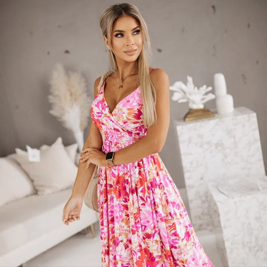 Floral Print Adjustable Maxi Dress