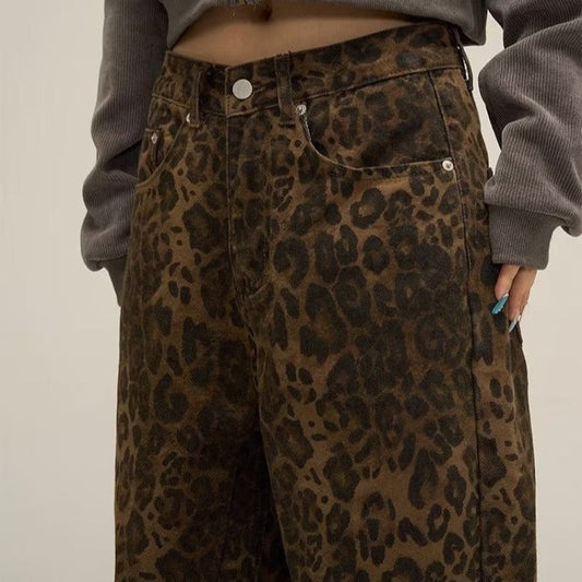 Retro Leopard Wide Leg Pants