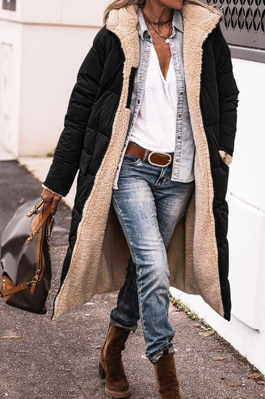 Reversible Hooded Knee-Length Winter Jacket