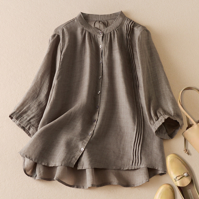 Relaxed Fit Natural Fiber Half-Sleeve Shirt