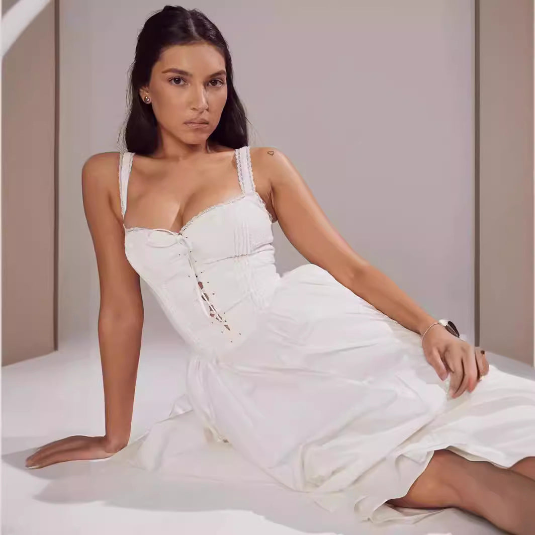 Lace Detail Off-Shoulder Midi Dress