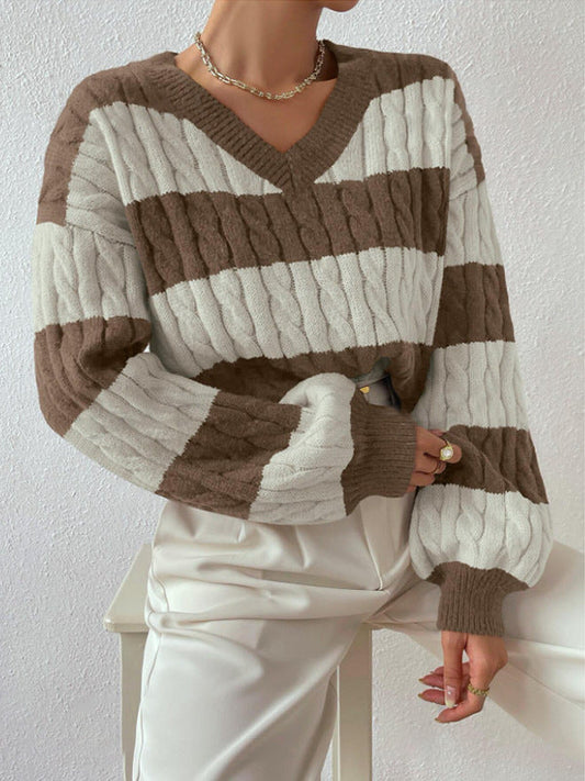 Striped V-Neck Sweater