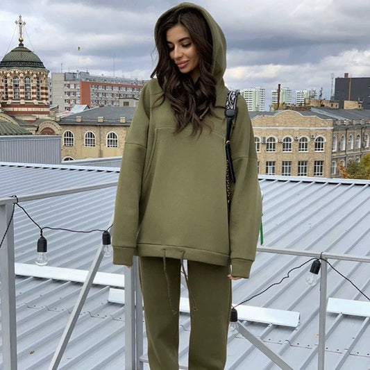 Two-Piece Oversized Cotton Blend Loungewear Set 