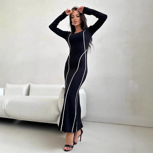 Contrast Trim Slim Fit Bodycon Dress
