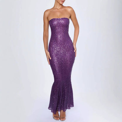 Women’s Evening Gown – Strapless Sequin – Slim Fit – Mermaid Silhouette – Full Length