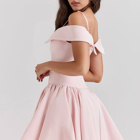Off-Shoulder Elegant A-Line Midi Dress